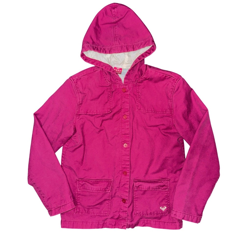 Roxy Quiksilver Y2K Pink Canvas‎ Utility Ski Snow Jacket Hood Gorpcore Layering